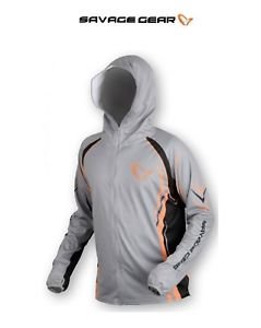 Savage gear sunprotec zip hoodie Grey - Medium/ Laatste stuk !!!!!