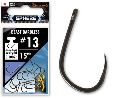 BROWNING SPHERE BEAST BARBLESS HOOK MET OOG ZWART NIKKEL