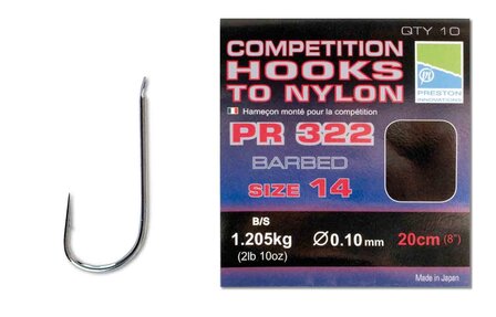 Preston BARBED PR COMPETITION HOOKS TO NYLON