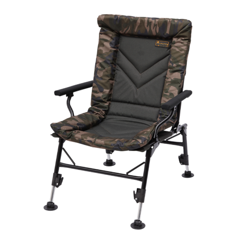 AVENGER COMFORT CAMO CHAIR W/ARMRESTS & COVERS 140KG